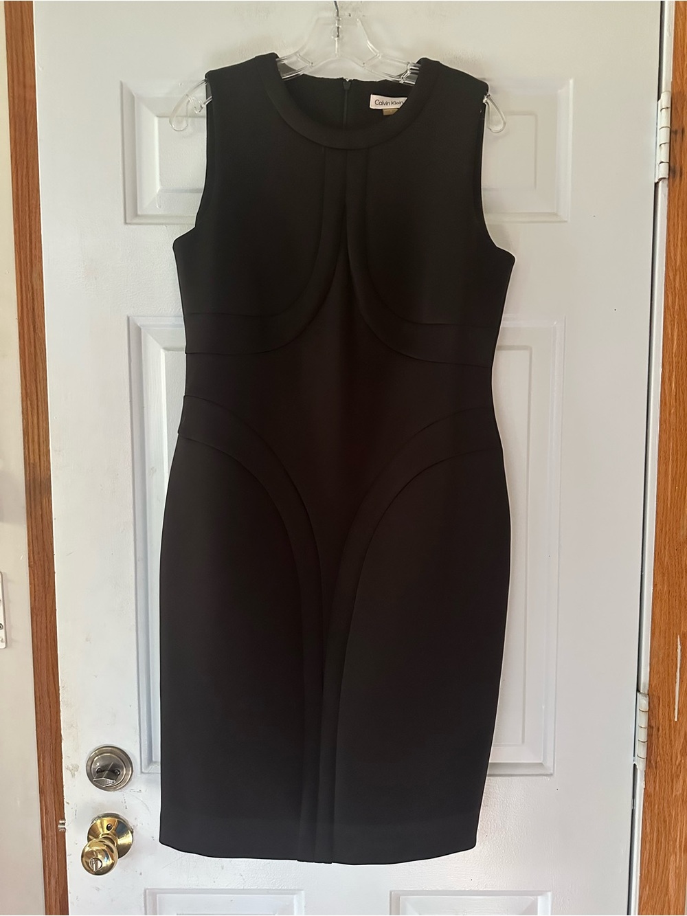 Calvin‎ Klein Black Sleeveless Scuba Sheath Dress Size 12